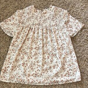 Floral Top - Cream and Brown